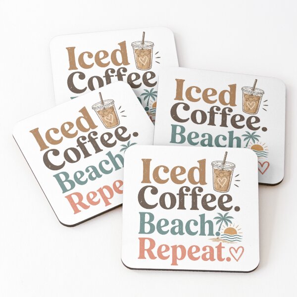 Item preview, Iced Coffee Beach Repeat Retro Summer Vacation designed and sold by ElcastDesigns.