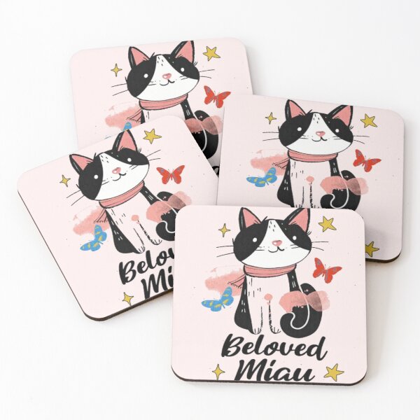 Item preview, Beloved Miau - Cute Tuxedo Cat Watercolor Butterflies & Stars designed and sold by GenZFashion000.