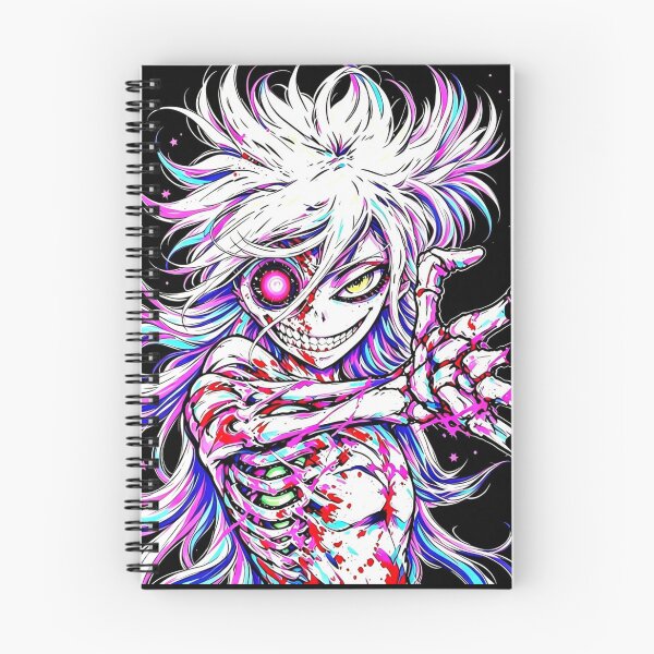 Item preview, Half Skull Anime Demon | Neon Gothic Horror Manga Aesthetic Art designed and sold by PunkVerseStudio.
