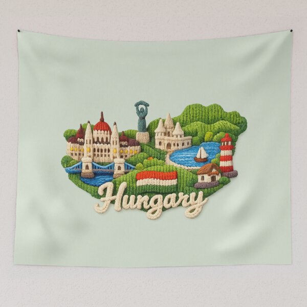 Item preview, Knitted Hungary Landmark | Handmade Yarn Knit Travel Souvenir designed and sold by Moons Studio.