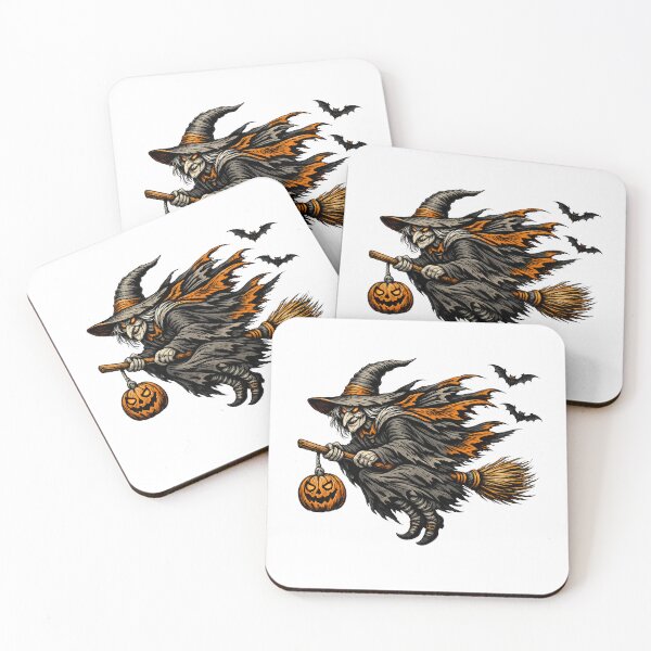 Item preview, Flying Halloween Witch | Jack-O'-Lantern Broom Ride | Vintage Horror Witch | Spooky Halloween Art | Classic Witch Design designed and sold by MrDev.