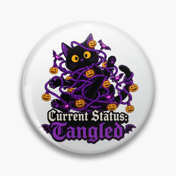 Item preview, Tangled Black Cat Halloween Kawaii Pumpkin Lights designed and sold by chattsuede.