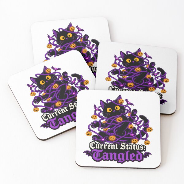Item preview, Tangled Black Cat Halloween Kawaii Pumpkin Lights designed and sold by chattsuede.
