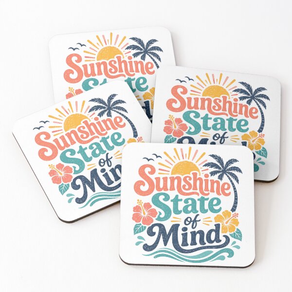 Item preview, Sunshine State Of Mind Retro Tropical Beach designed and sold by ElcastDesigns.