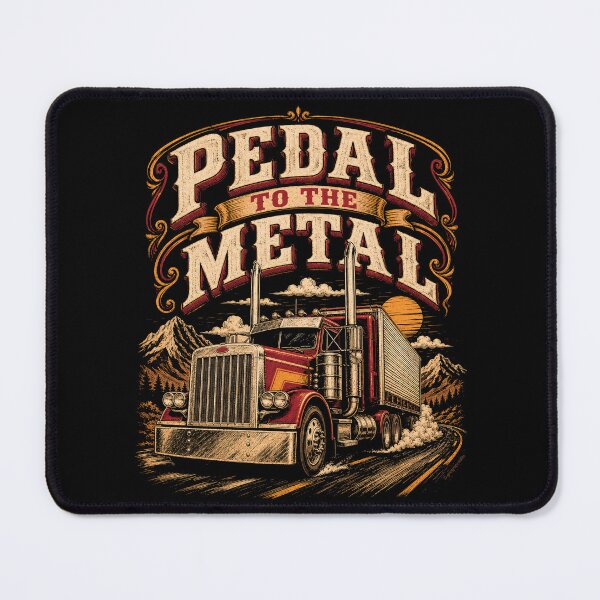 Item preview, Pedal To The Metal – Retro Big Rig Sunset Hauler Graphic designed and sold by Automotive Art by Greg.