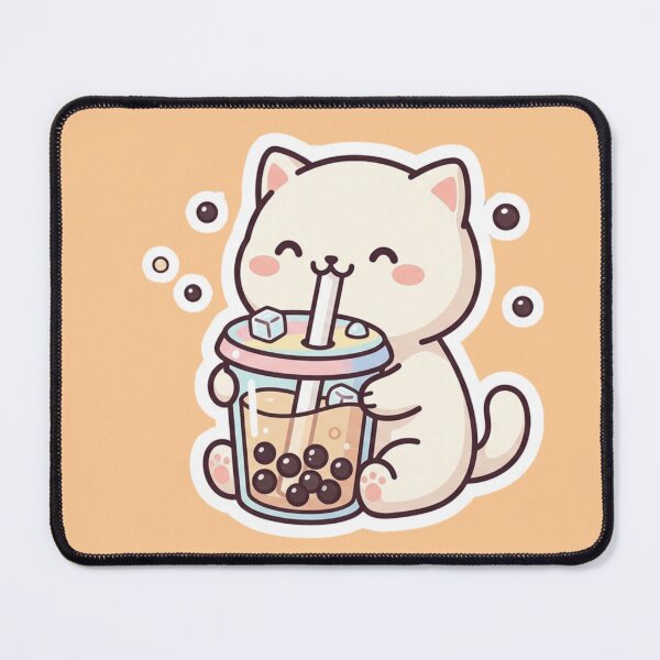 Item preview, Cute Kawaii Boba Cat Drinking Milk Tea - Pastel Chibi Animal Art designed and sold by ZyloPrints.