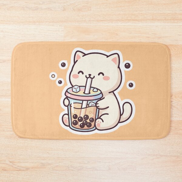 Item preview, Cute Kawaii Boba Cat Drinking Milk Tea - Pastel Chibi Animal Art designed and sold by ZyloPrints.