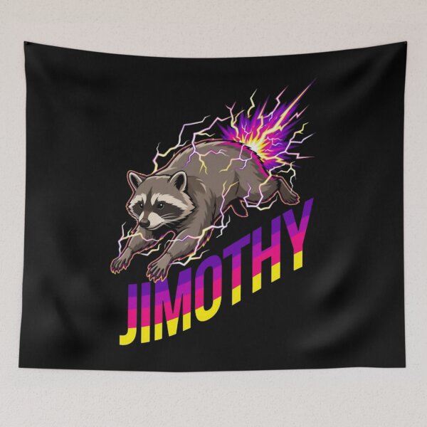 Item preview, Funny Jimothy Raccoon Retro Neon Lightning Trash Panda Meme designed and sold by MonteSorado.