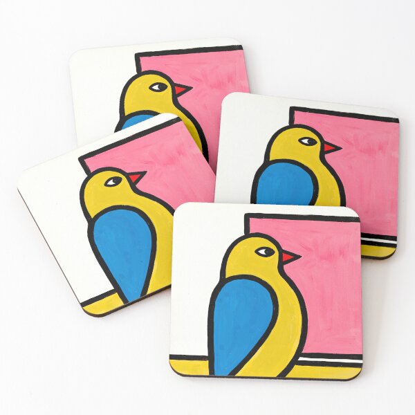 Item preview, Mid Century Modern Yellow Folk Bird – Bold Abstract Bird Art designed and sold by Filora Atelier | Bird Art.