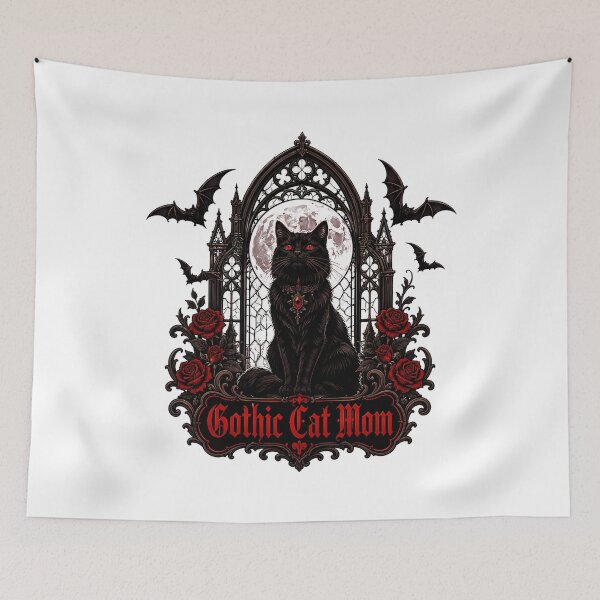 Item preview, Gothic Cat Mom Red Moon Bat Cat Lover designed and sold by chattsuede.