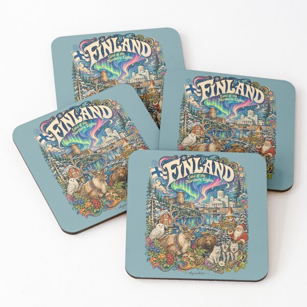 Item preview, Finland Land of Northern Lights Vintage Art Poster designed and sold by Skyrocketz.