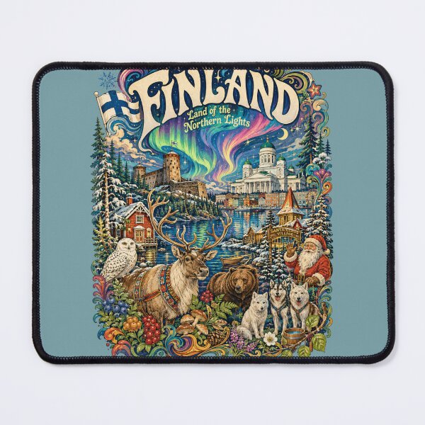 Item preview, Finland Land of Northern Lights Vintage Art Poster designed and sold by Skyrocketz.