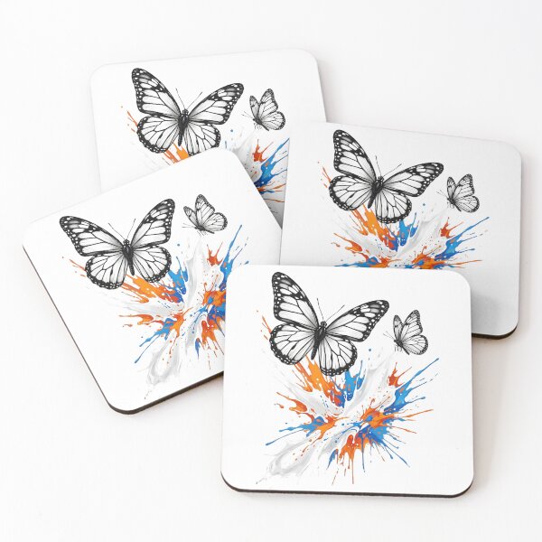 Item preview, Monochrome Butterflies with Vibrant Paint Splash Isolated on Transparent Background designed and sold by StormVape.