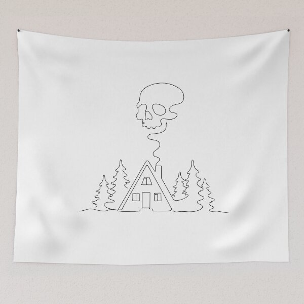 Item preview, Single Line Skull Cabin Eerie Nature Lover designed and sold by chattsuede.