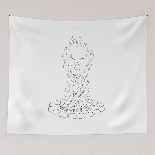 Item preview, Continuous Line Campfire Skull Minimalist Gothic Camping designed and sold by chattsuede.