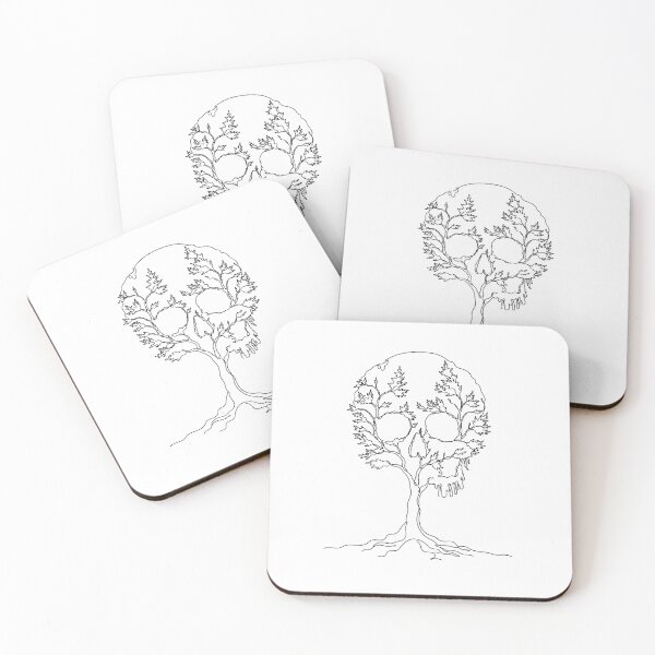 Item preview, Continuous Line Skull Tree Minimalist Gothic Surreal designed and sold by chattsuede.
