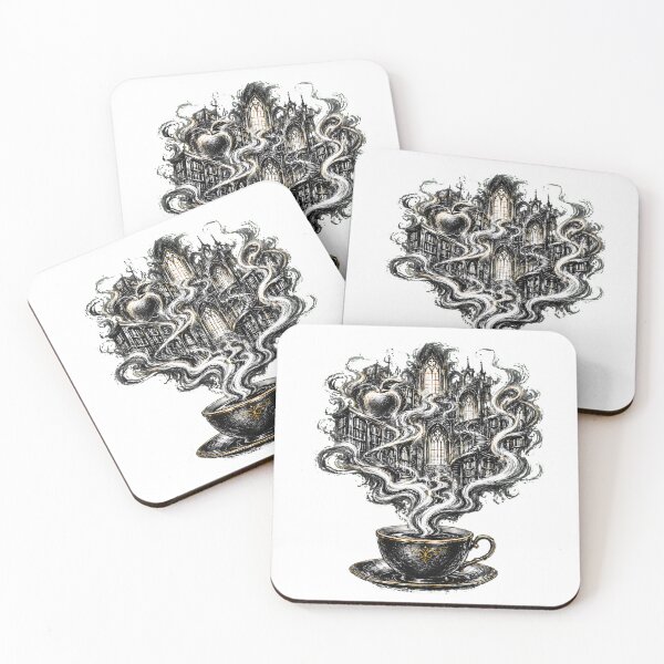 Item preview, Dark Academia Teacup Library Gothic Ink Engraving designed and sold by chattsuede.