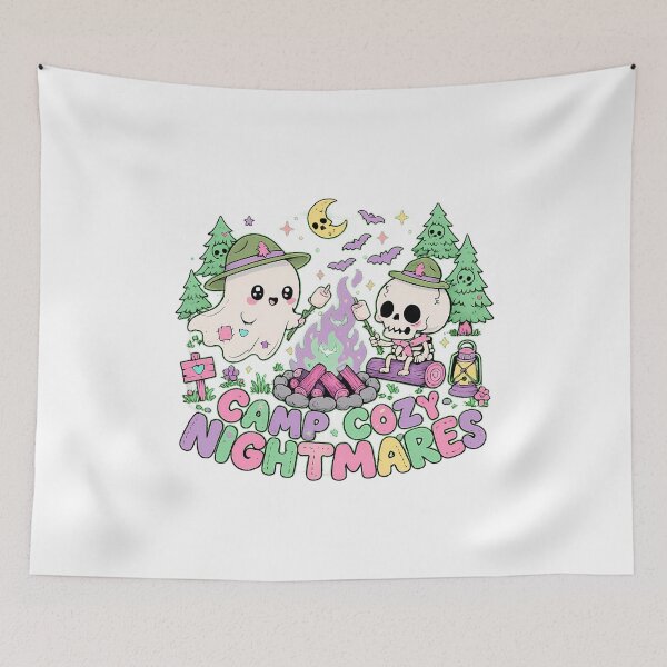 Item preview, Pastel Goth Camping Cute Ghost Skeleton Kawaii Halloween designed and sold by chattsuede.