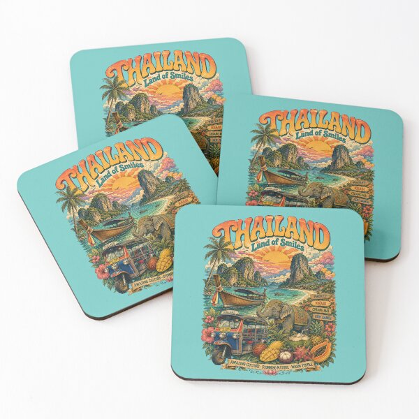 Item preview, Thailand "Land of Smiles" Vintage Illustration designed and sold by Skyrocketz.