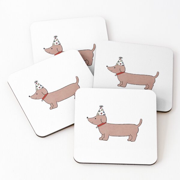 Item preview, Cute Birthday Dachshund Dog with Party Hat designed and sold by pinkystickstore.