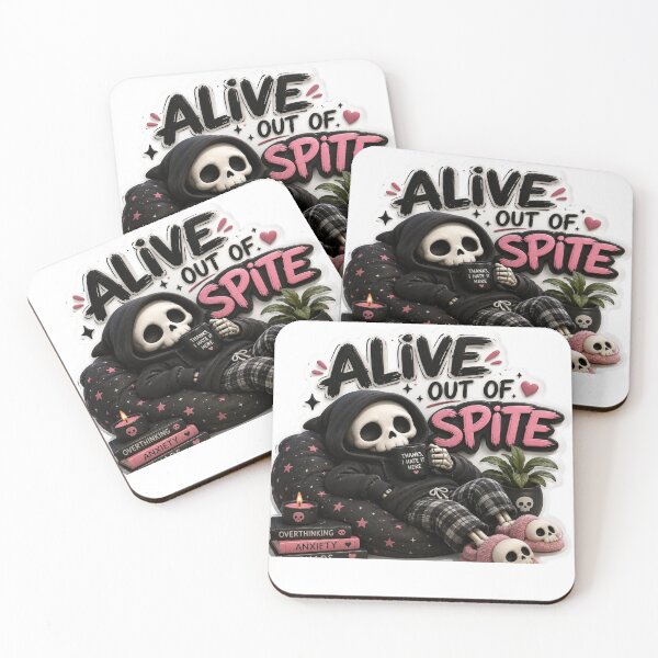Item preview, Alive Out of Spite – Funny Gothic Skeleton Sticker designed and sold by Genzfirevibes.