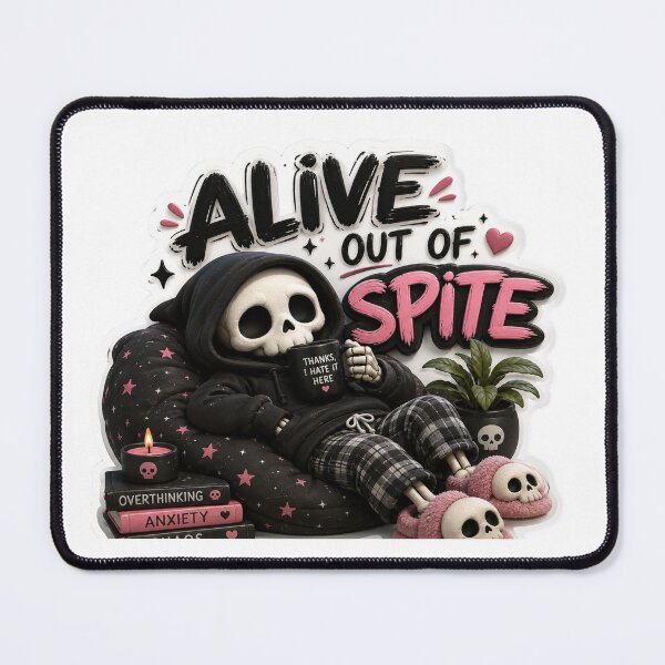 Item preview, Alive Out of Spite – Funny Gothic Skeleton Sticker designed and sold by Genzfirevibes.
