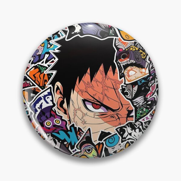 Item preview, Crimson Eye Warrior Collage – Urban Graffiti Anime Style Digital Art Print designed and sold by Dyan4.