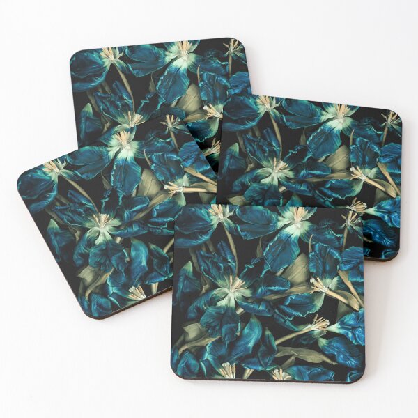 Item preview, Moody Dark Teal Dried Tulips Botanical Macro designed and sold by Elżbieta  Kaps.