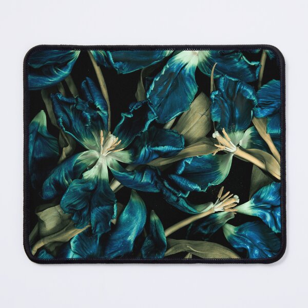 Item preview, Moody Dark Teal Dried Tulips Botanical Macro designed and sold by Elżbieta Kaps.