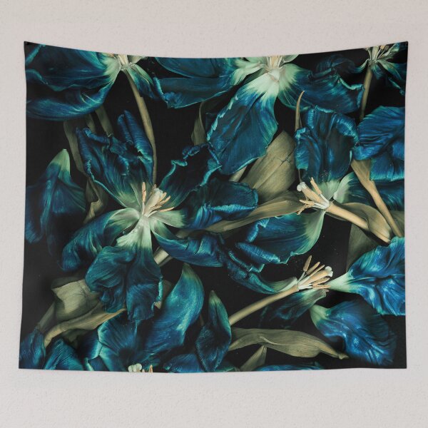 Item preview, Moody Dark Teal Dried Tulips Botanical Macro designed and sold by Elżbieta  Kaps.