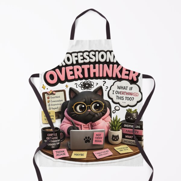 Item preview, Professional Overthinker – Funny Black Cat Sticker designed and sold by Genzfirevibes.
