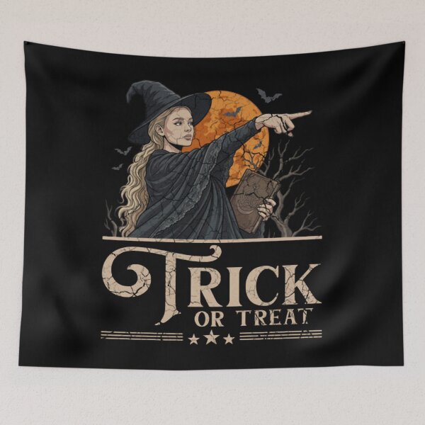Item preview, Blonde Witch Trick or Treat Halloween Moon designed and sold by BostuKorina.