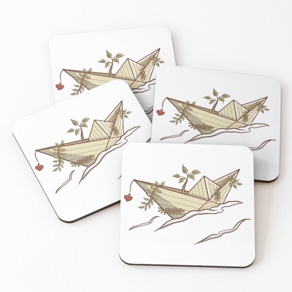 Item preview, Paper Boat With Plant Cute Whimsical Ocean Voyage Art designed and sold by Schokcoladee.