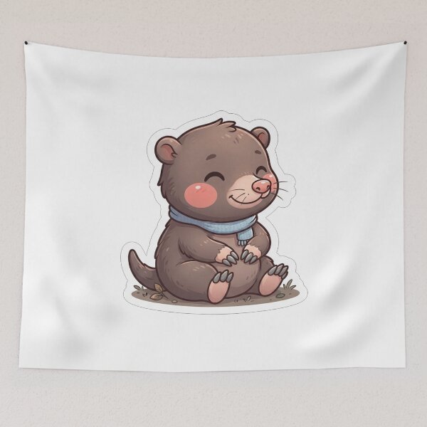 Item preview, Cute Little Mole Wearing Winter Scarf designed and sold by Owcomm.