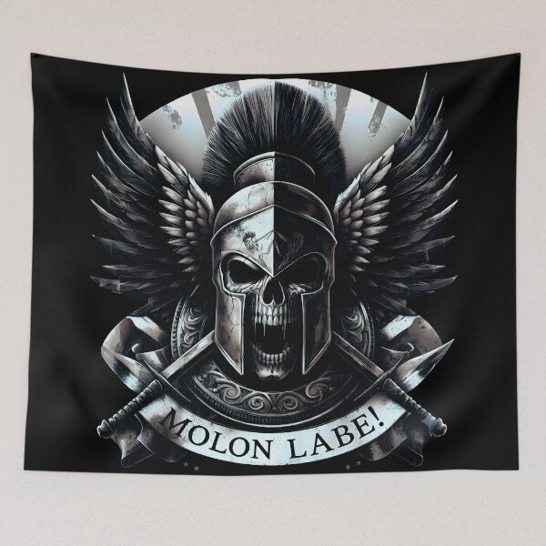 Item preview, MOLON LABE –  FIERCE SPARTAN SKULL [WINGED HELMET] designed and sold by Takin-Thepiss.