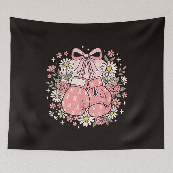 Item preview, Pink Ribbon Boxing Gloves Breast Cancer Awareness Floral Support Design designed and sold by mari-kayden.