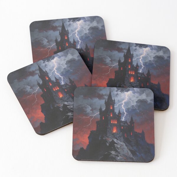 Item preview, Dark Gothic Castle in Thunderstorm | Haunted Fantasy Fortress | Dark Fantasy Art designed and sold by cr6zym1nd.