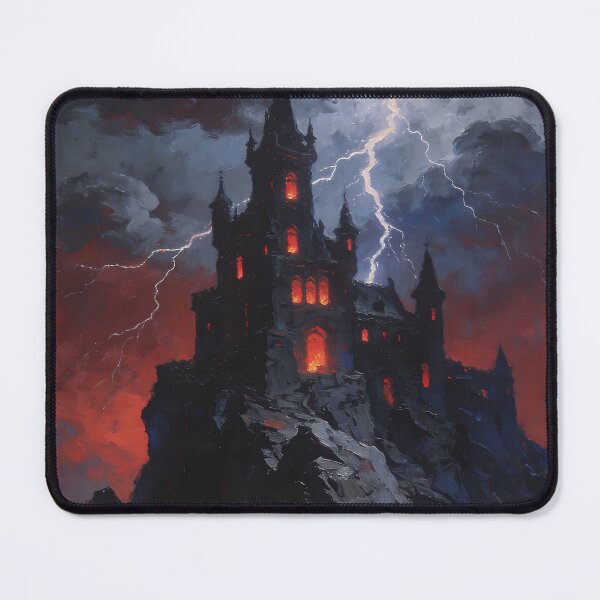 Item preview, Dark Gothic Castle in Thunderstorm | Haunted Fantasy Fortress | Dark Fantasy Art designed and sold by cr6zym1nd.