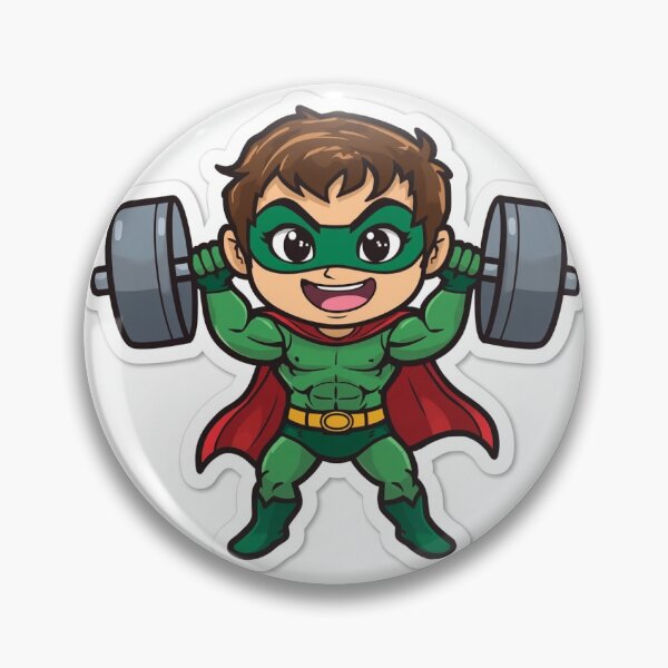 Item preview, Cute Chibi Superhero Lifting Heavy Barbell  designed and sold by DKSH1234.