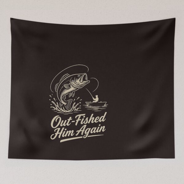 Item preview, Out Fished Him Again Funny Bass Fishing Angler Vintage Lake Design designed and sold by mari-kayden.