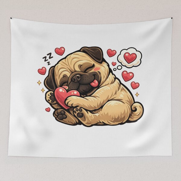 Item preview, Heartfelt Pug – sweet, cuddly dog love! The feel-good design for all year round. designed and sold by CoolContent Factory.