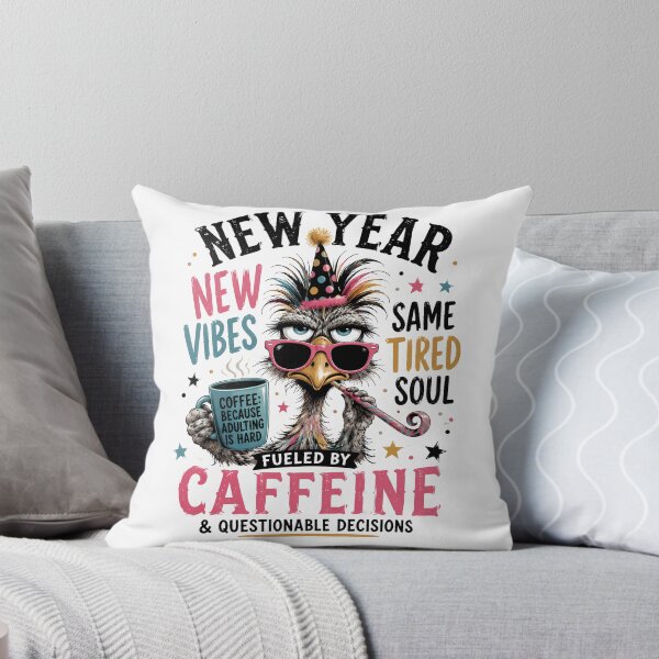 Item preview, New Year New Vibes Same Tired Soul Funny Coffee Ostrich  designed and sold by madebymayberry.