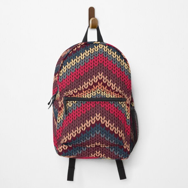 Item preview, Vibrantly Textured Knitted Chevron Pattern with Warm and Earthy Tones Complimented by a Rich Burgundy Background designed and sold by Matt_Smith.