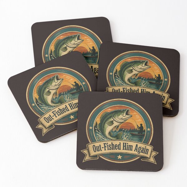 Item preview, Out Fished Him Again Vintage Bass Fishing Lake Sunset Angler Design designed and sold by mari-kayden.