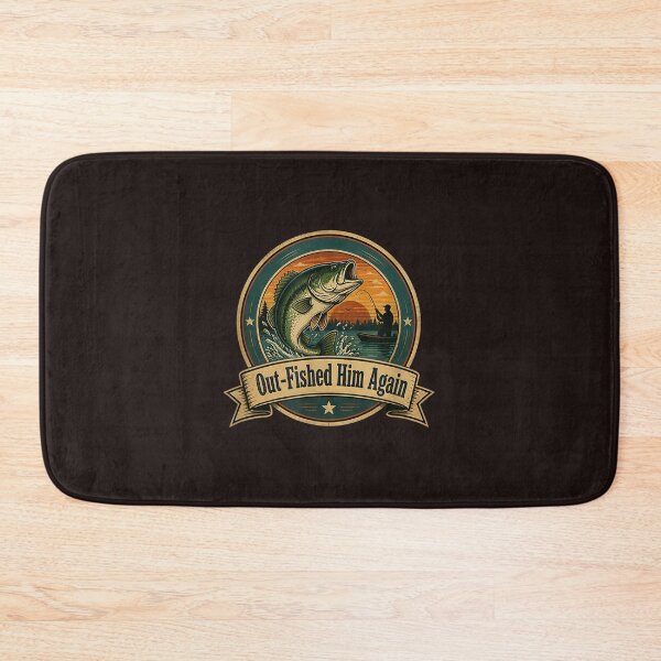 Item preview, Out Fished Him Again Vintage Bass Fishing Lake Sunset Angler Design designed and sold by mari-kayden.