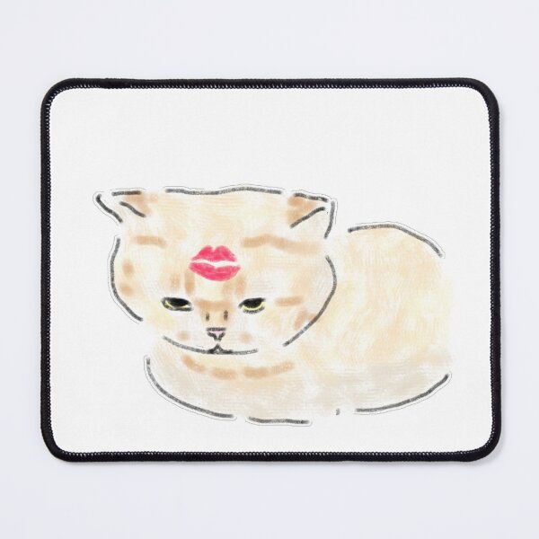 Item preview, Cat With Lipstick Kiss Mark On Forehead Hand Drawn Art designed and sold by raun.draw.
