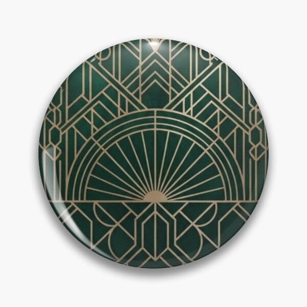 Item preview, Modern Art Deco Gold Lines on Emerald Green designed and sold by ATAMLEHArt.