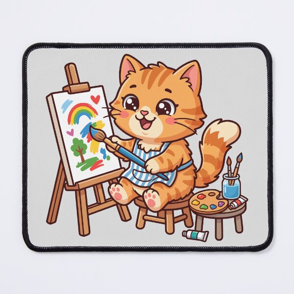 Item preview, Cute Artist Cat Painting Rainbow Canvas Illustration designed and sold by derynick.
