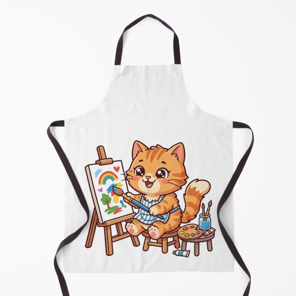 Item preview, Cute Artist Cat Painting Rainbow Canvas Illustration designed and sold by derynick.