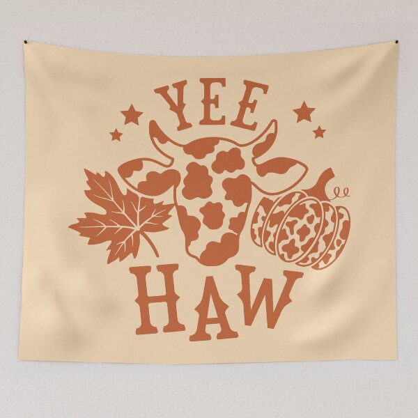 Item preview, Yee Haw Western Fall Cow Skull Pumpkin Vintage Country Autumn designed and sold by RinrinDesigns.